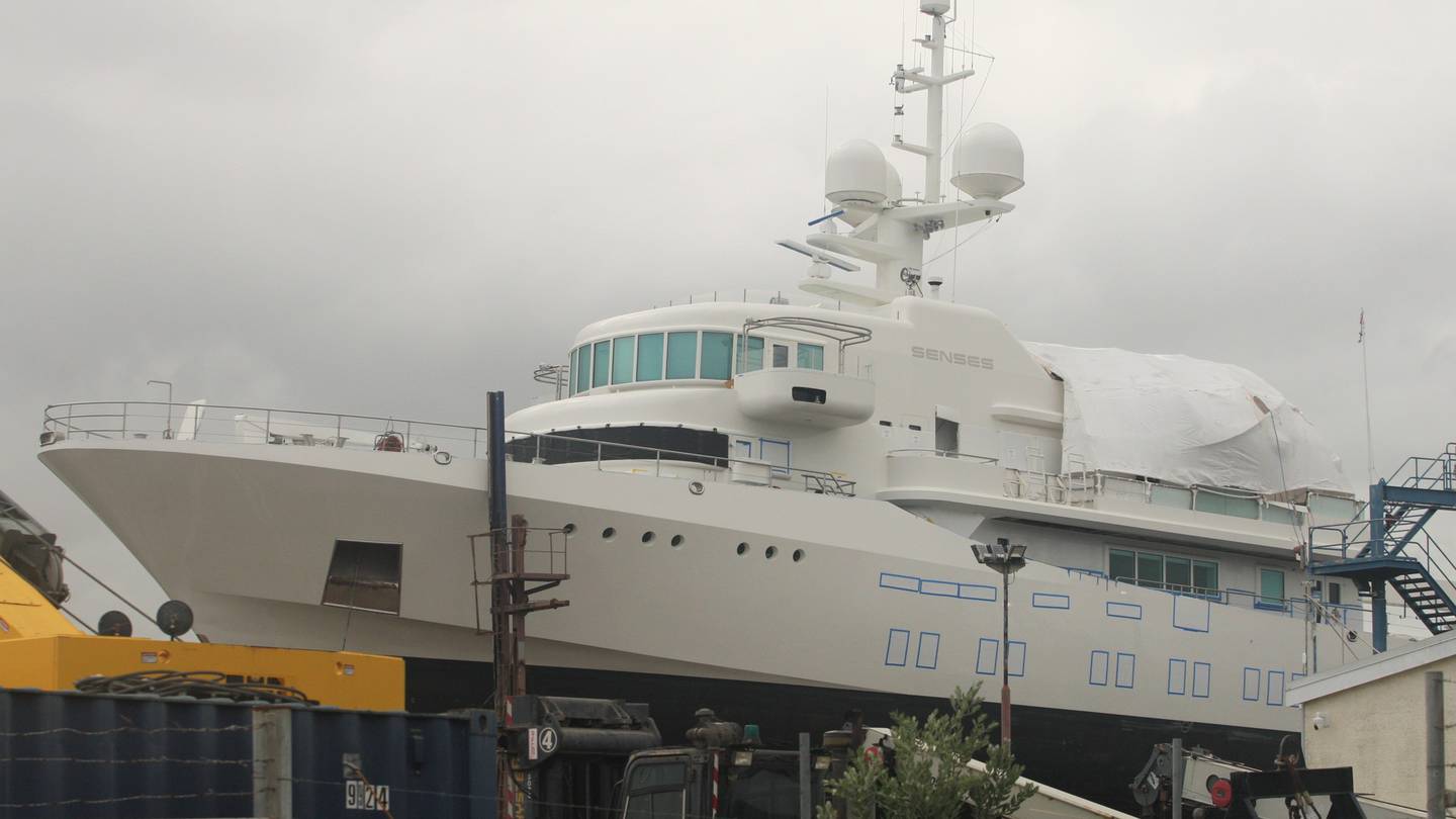 Senses, a 59-metre vessel weighing almost 1000 tonnes, is currently sitting in a slipway (boat ramp) at Ship Repair NZ's Port Rd site in Whangārei.